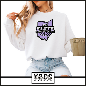 18000- 212 ELITE LOGO PURPLE CREW SWEATSHIRT YOUTH AND ADULT- WHITE