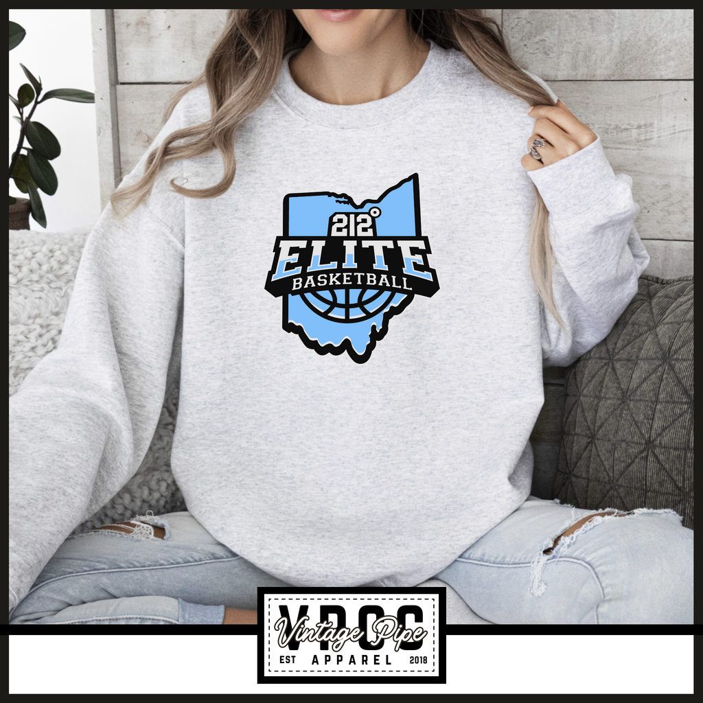 18000- 212 ELITE LOGO BLUE CREW SWEATSHIRT YOUTH AND ADULT- ASH