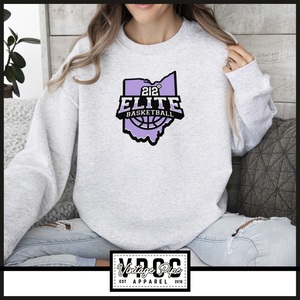 18000- 212 ELITE LOGO PURPLE CREW SWEATSHIRT YOUTH AND ADULT- ASH