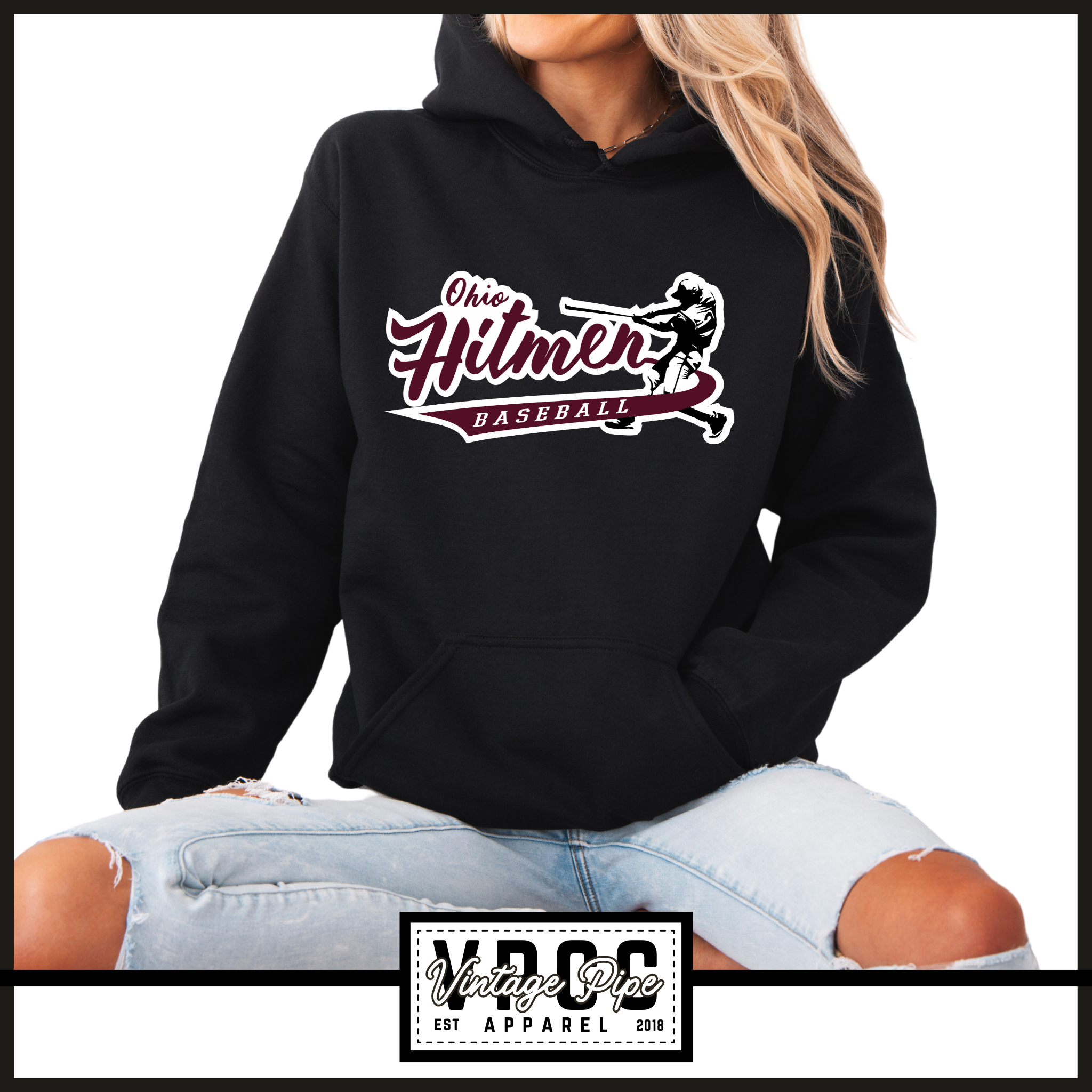 18500- OHIO HITMEN- SWING: HOODIE YOUTH AND ADULT- 18000 &  562B- BLACK