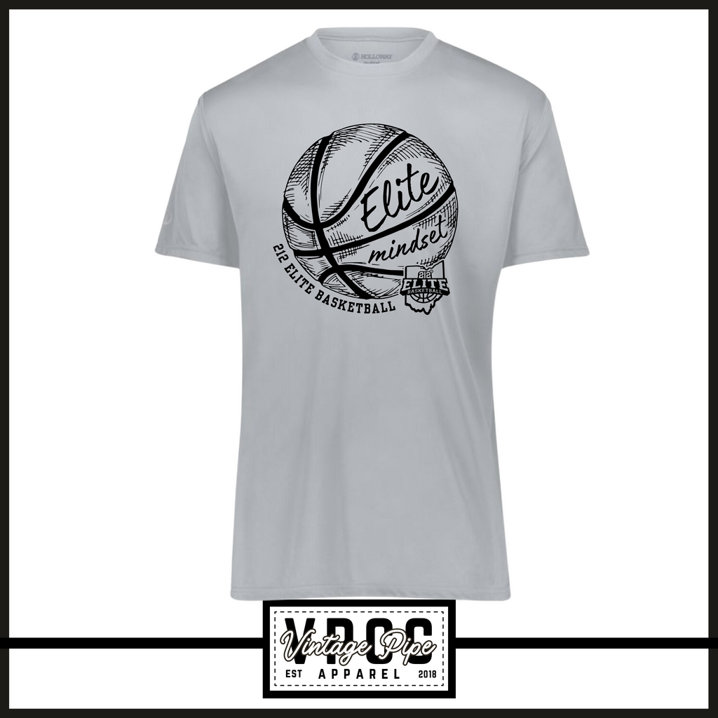 222818-212 ELITE BASKETBALL- Momentum Tee (Dry Fit Material) (Youth & Adult)- SHORT SLEEVE SILVER