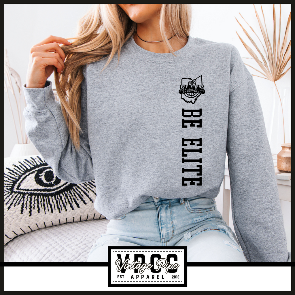 18000- 212 ELITE BASKETBALL SIDE PRINT CREW SWEATSHIRT YOUTH AND ADULT- HEATHER GREY