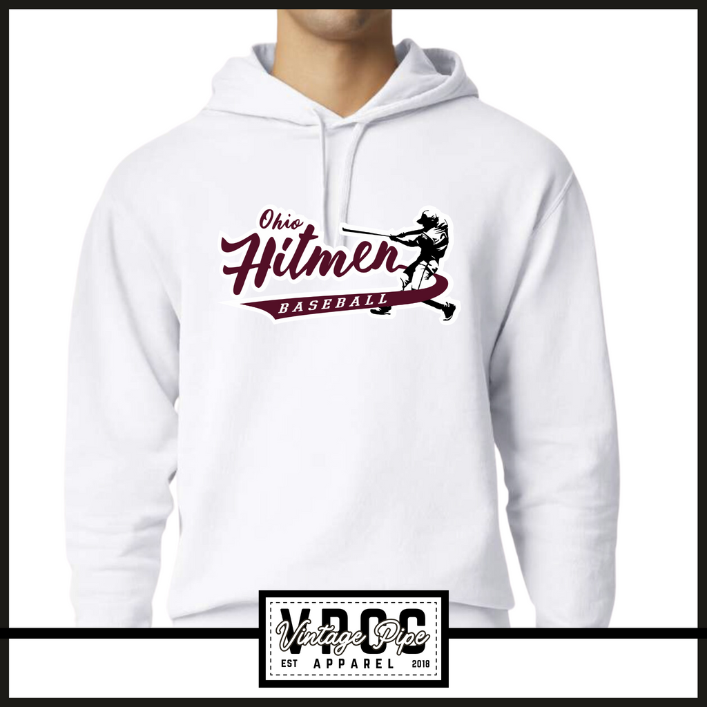 1467 OHIO HITMEN- SWING: Comfort Colors® Lightweight Hooded Sweatshirt- ADULT ONLY- WHITE