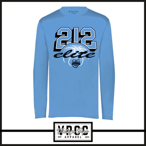 222822- 212 ELITE BASKETBALL THROWBACK Momentum Tee (Dry Fit Material) (Youth & Adult)- LONG SLEEVE- CAROLINA BLUE