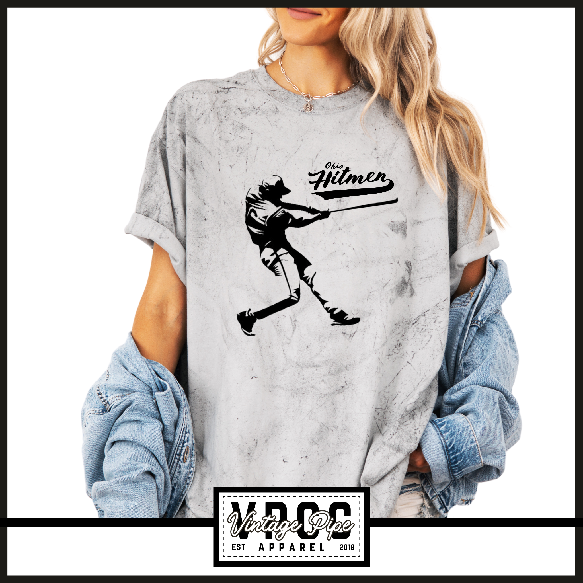 1745- BATTER UP (OHIO HITMEN)- TEES & SWEATSHIRTS- Black Blast