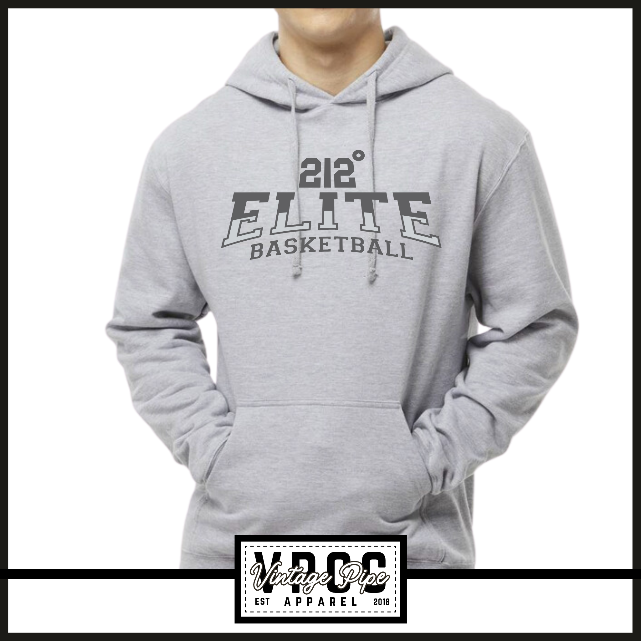 18500- 212 ELITEARCHED HOODIE- YOUTH & ADULT- HEATHER GREY