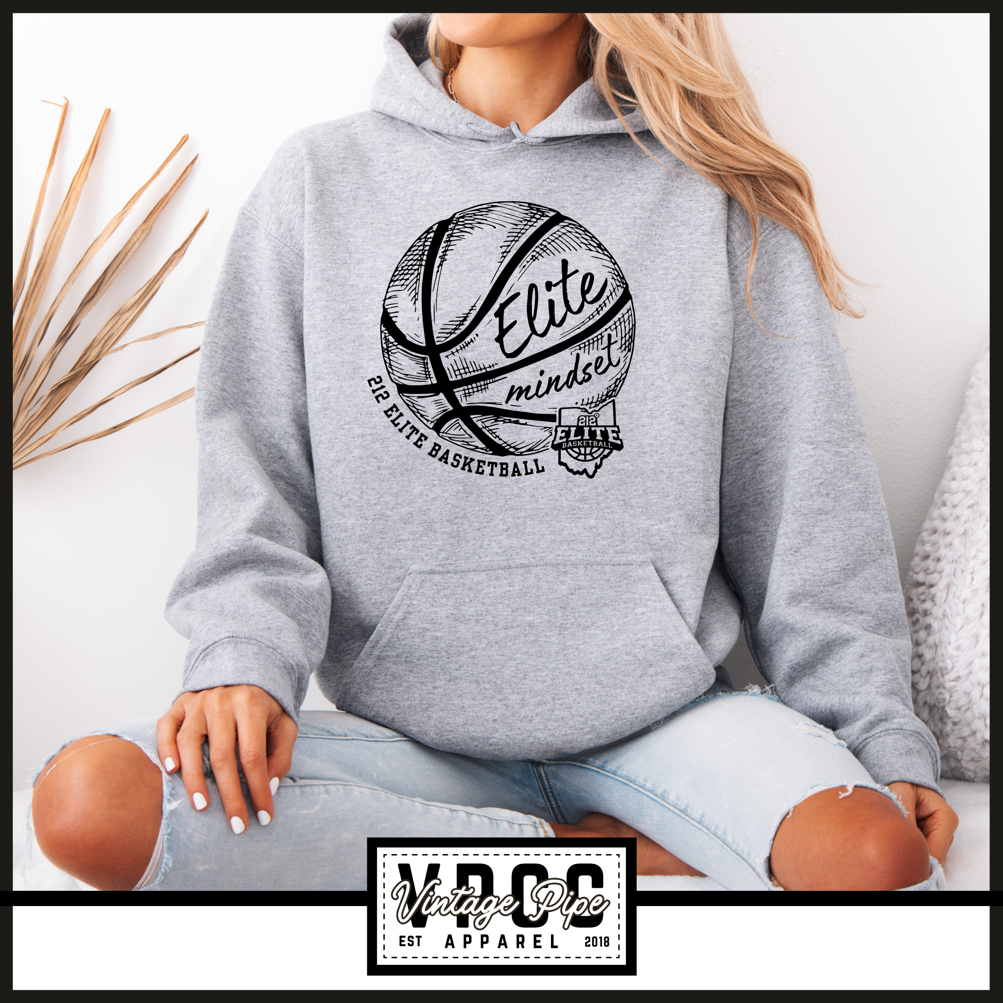 18500- 212 ELITE BASKETBALL HOODIE- YOUTH & ADULT- HEATHER GREY