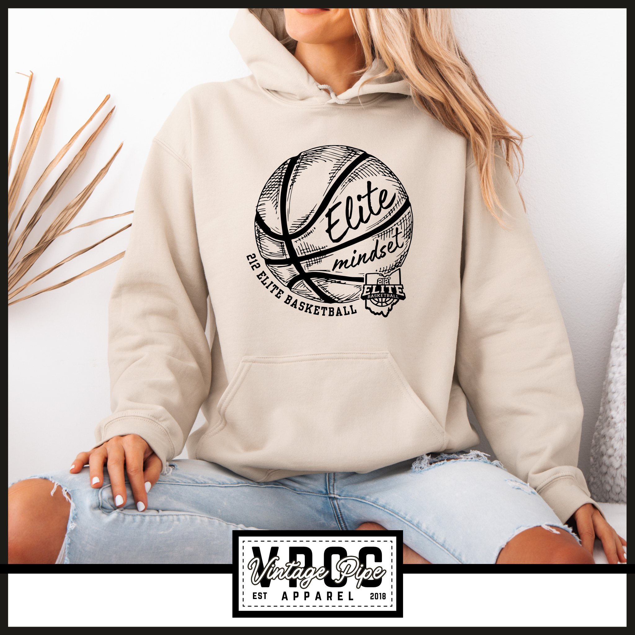 18500- 212 ELITE BASKETBALL HOODIE- YOUTH & ADULT- SAND