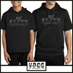 YST244- 212 ELITE ARCHED- Sport Wick Fleece (Dry Fit Material) SHORT SLEEVE Hoodie- BLACK