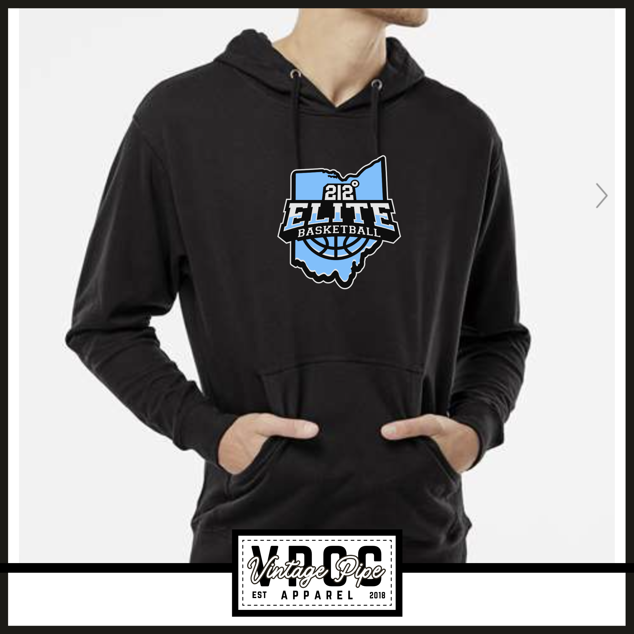 18500- 212 ELITE LOGO BLUE HOODIE- YOUTH & ADULT- BLACK