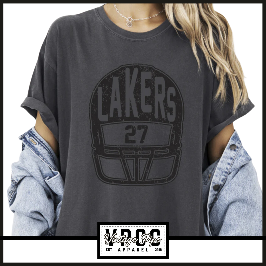 CUSTOMIZE ME- LAKERS HELMET- Comfort Color Short Sleeve, Long Sleeve, Crop Tees and Crew Sweatshirts