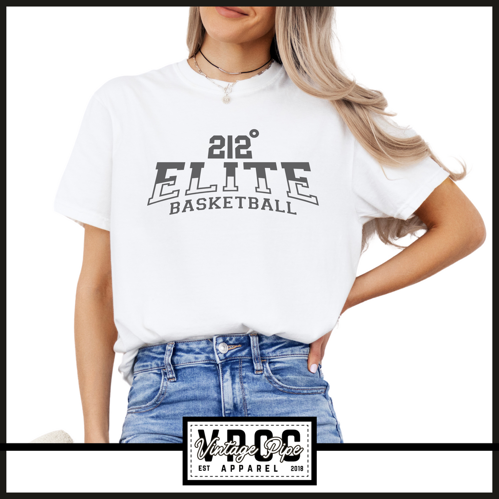 6901- 212 ELITE BASKETBALL ARCHED Tee - YOUTH & ADULT- WHITE