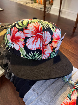 Youth Hawaiian Floral with Checkered Bill Snapback Hats (top)