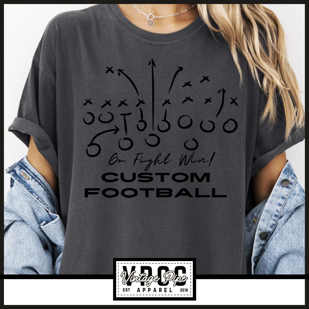 CUSTOMIZE ME- FOOTBALL PLAY- Comfort Color Short Sleeve, Long Sleeve, Crop Tees and Crew Sweatshirts