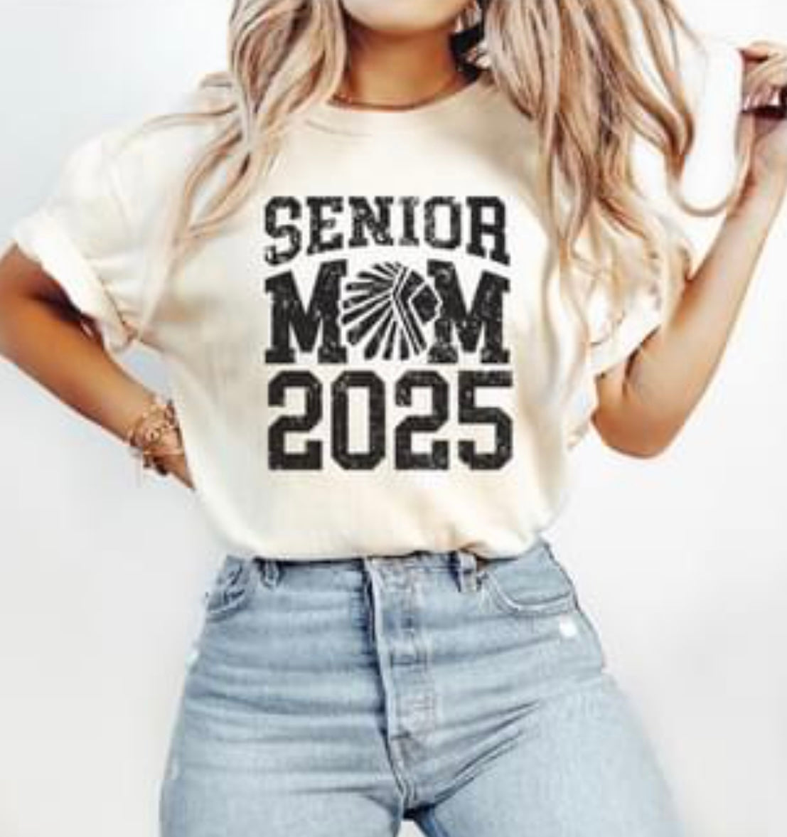 Warriors Senior Mom 2025 (Ivory, White and Pepper)