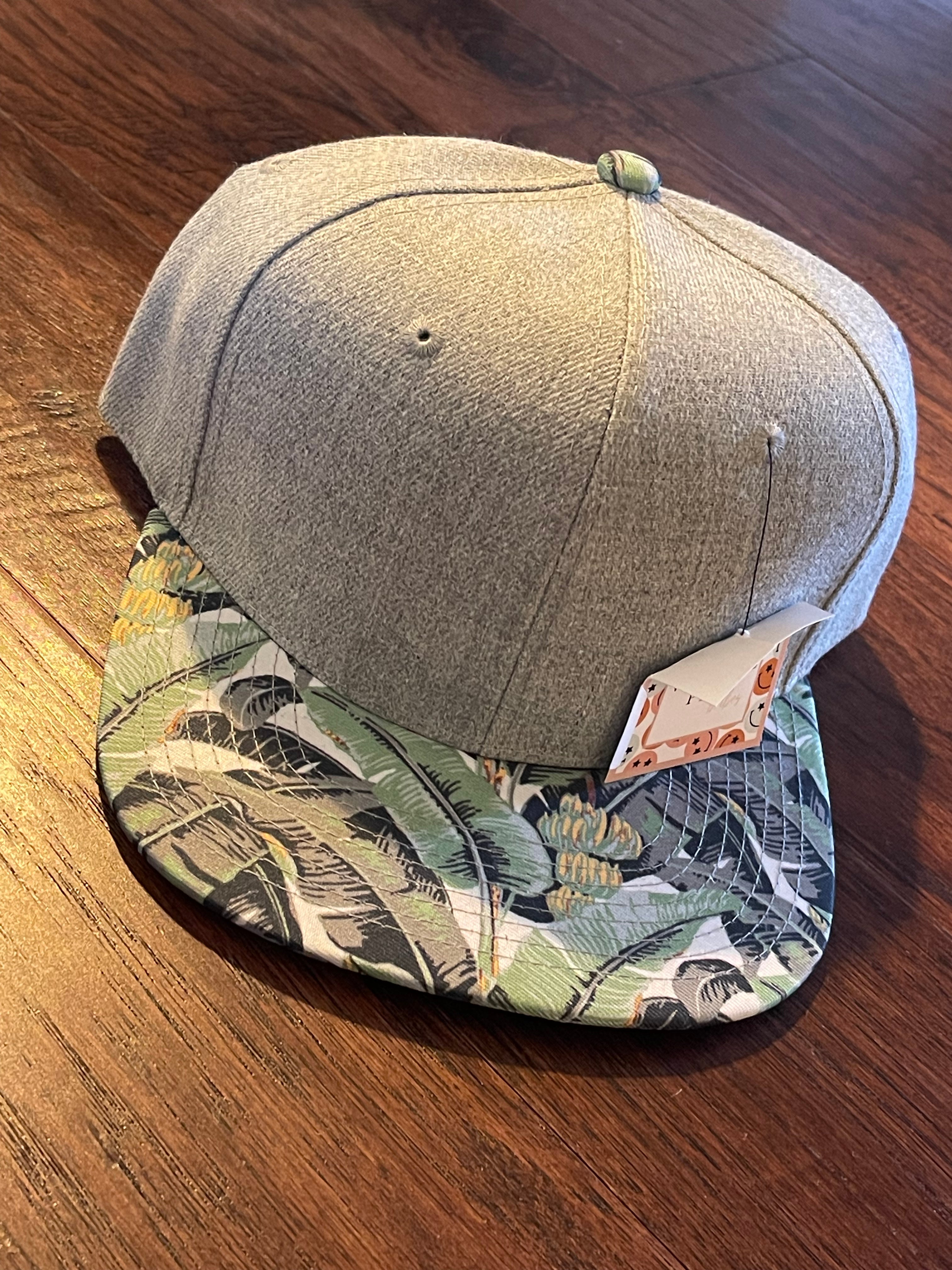 Adult Grey with Banana Leaf Bill Custom Snapback Hats