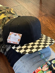 Adult Black with Checkered Bill Custom Snapback Hats