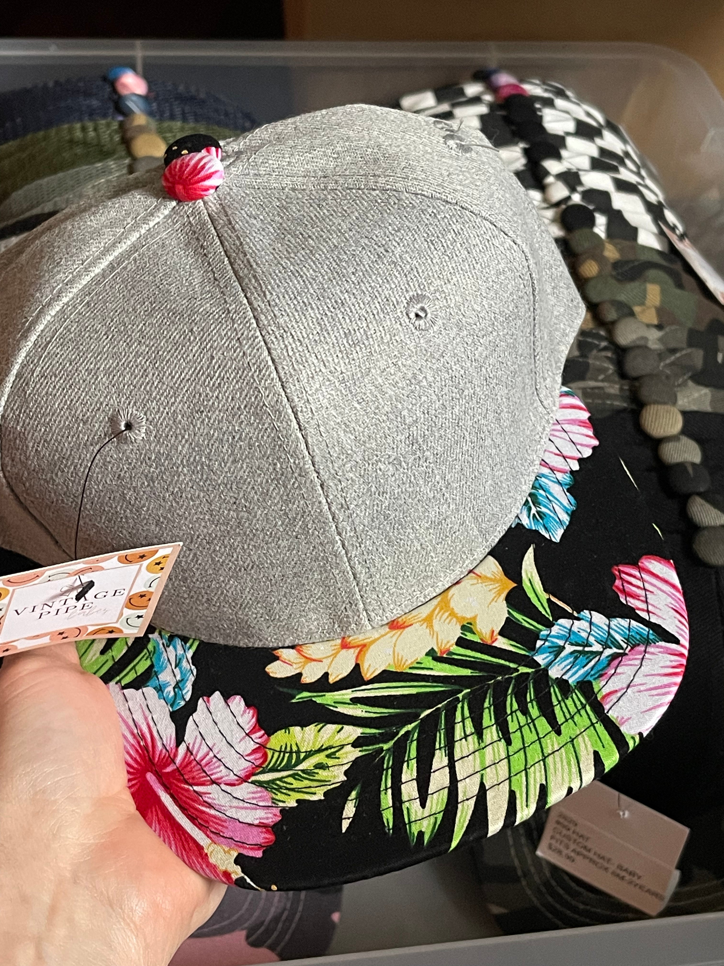 Youth Hawaiian Floral with Checkered Bill Snapback Hats (top)