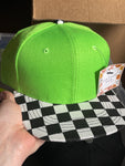 Youth Green with Checkered Bill Custom Snapback Hats