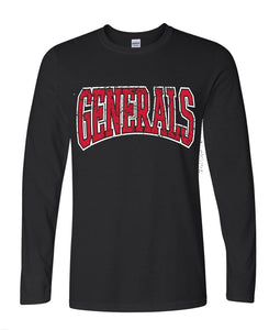 Black Distressed Varsity Generals Long Sleeve Tee (LIMITED SIZES & QUANITIES)