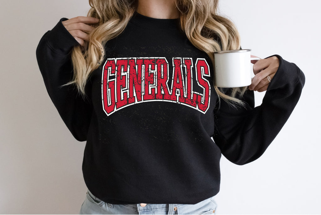 Black Distressed Generals Varsity Sweatshirts (LIMITED SIZES & QUANTITIES)