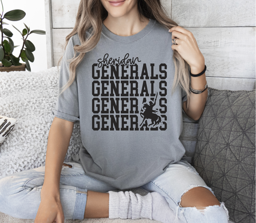 Generals Stacked Mascot Tops (Grey)