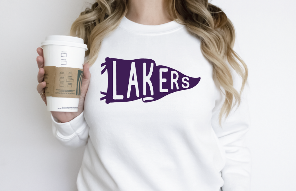 White Lakers Pennant Crew Sweatshirts