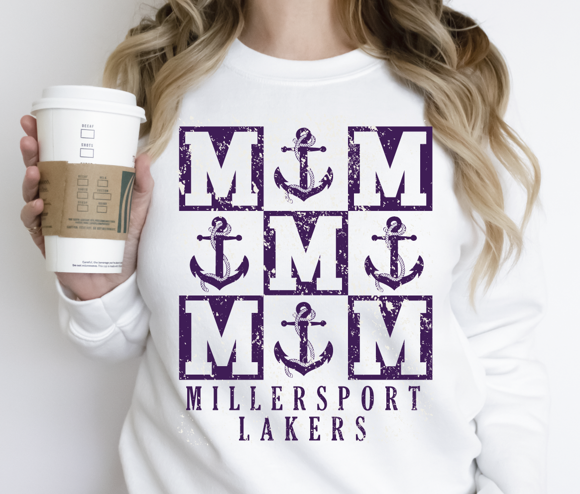 White Millersport Lakers Anchors Crew Sweatshirts