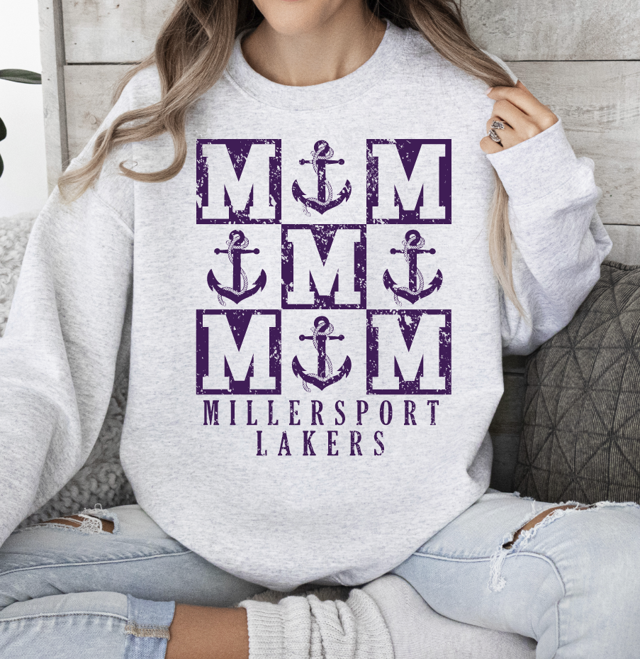 Ash Millersport Lakers Anchors Crew Sweatshirts