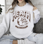 Ash Vintage Distressed Heath Bulldogs Crew Sweatshirt (Unisex) (Youth & Adult)