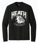 Black Vintage Distressed Heath Bulldogs Long Sleeve Tees (Unisex) (Youth & Adult)