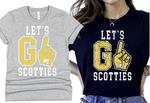 Heather Grey & Black Let's Go Scotties Spirit Finger Tees (Unisex) (Youth & Adult)