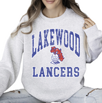 1- Ash Lakewood Lancers Throwback Crew Sweatshirt (Unisex) (Youth & Adult)