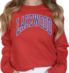 1- Red Lakewood Throwback Crew Sweatshirt (Unisex) (Youth & Adult)