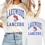 1- Ivory & White Comfort Colors ® Short Sleeve and Long Sleeve Tees- Lakewood Lancers Throwback