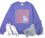 3- Heather Royal Stacked Lancers Crew Sweatshirt (Unisex)