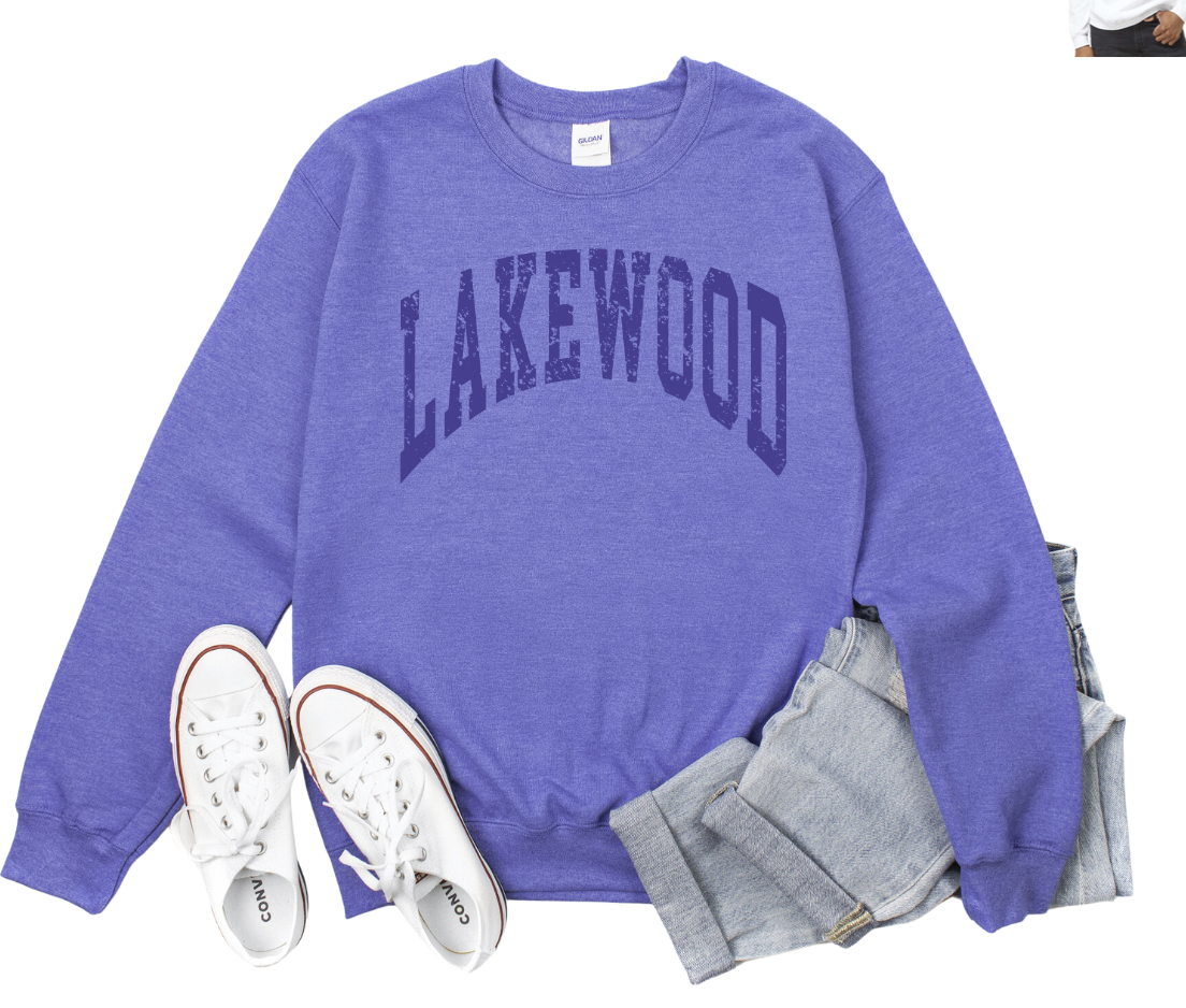 1- Heather Royal Tone on Tone Lakewood Throwback Crew Sweatshirt (Unisex)