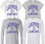 1- Lakewood Lancers Throwback Short & Long Sleeve Tees (Youth & Adult)- blue ink only