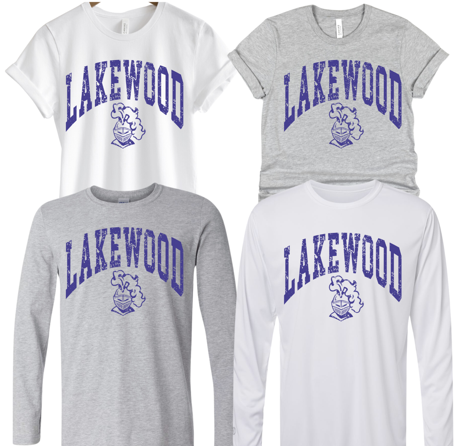 1- Lakewood Mascot Throwback Short & Long Sleeve Tees (Youth & Adult)- blue ink only