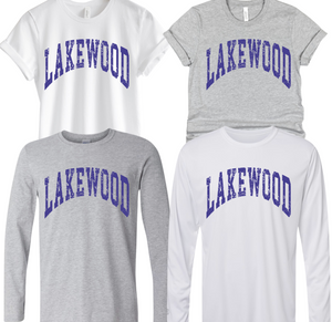 1- Lakewood Throwback Short & Long Sleeve Tees (Youth & Adult)- blue ink only