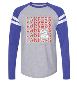 3- Lancers Stacked Stripe Sleeve Raglan Long Sleeve Tees (Unisex) (Adult only)