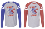 2- We Are Lancers Bolt Stripe Sleeve Raglan Long Sleeve Tees (Unisex) (Adult only)