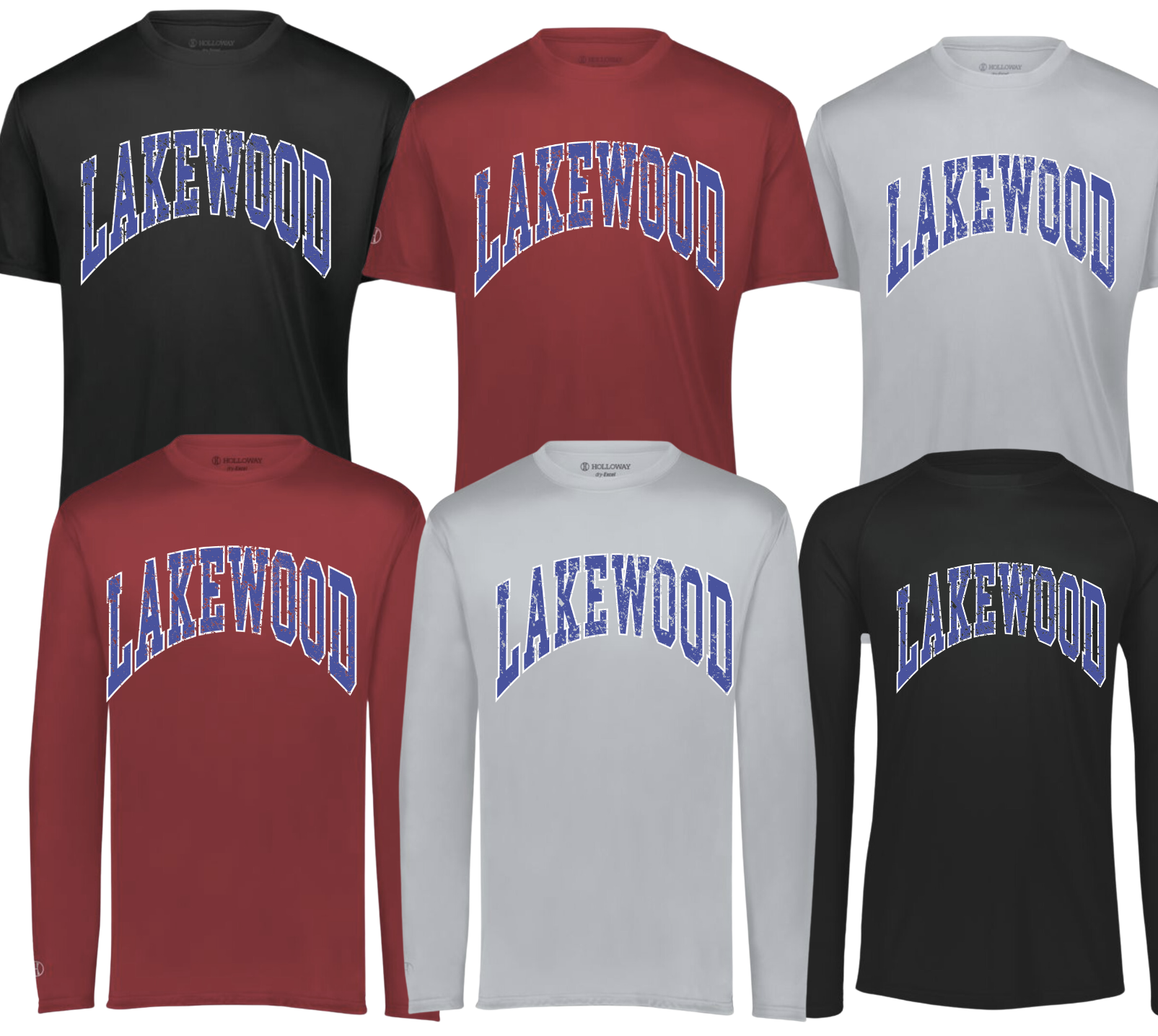 1- Lakewood Throwback Long Sleeve & Short Sleeve Momentum Tee (Dry Fit Material) (Youth & Adult)