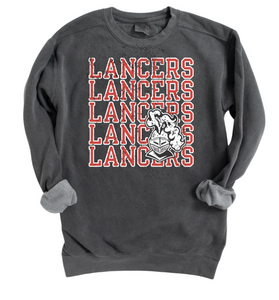 2- Stacked Lancers Mascot Pepper Comfort Color Crew Sweatshirts