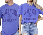 1-Lakewood Lancers Throwback Flo Blue Comfort Colors ® Short Sleeve and Long Sleeve Tees-