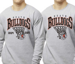 Athletic Heather Heath Bulldogs Arched Basketball Crew Sweatshirt (Unisex) (Youth & Adult)