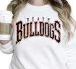 White Heath Bulldogs Arched Crew Sweatshirt (Unisex) (Youth & Adult)