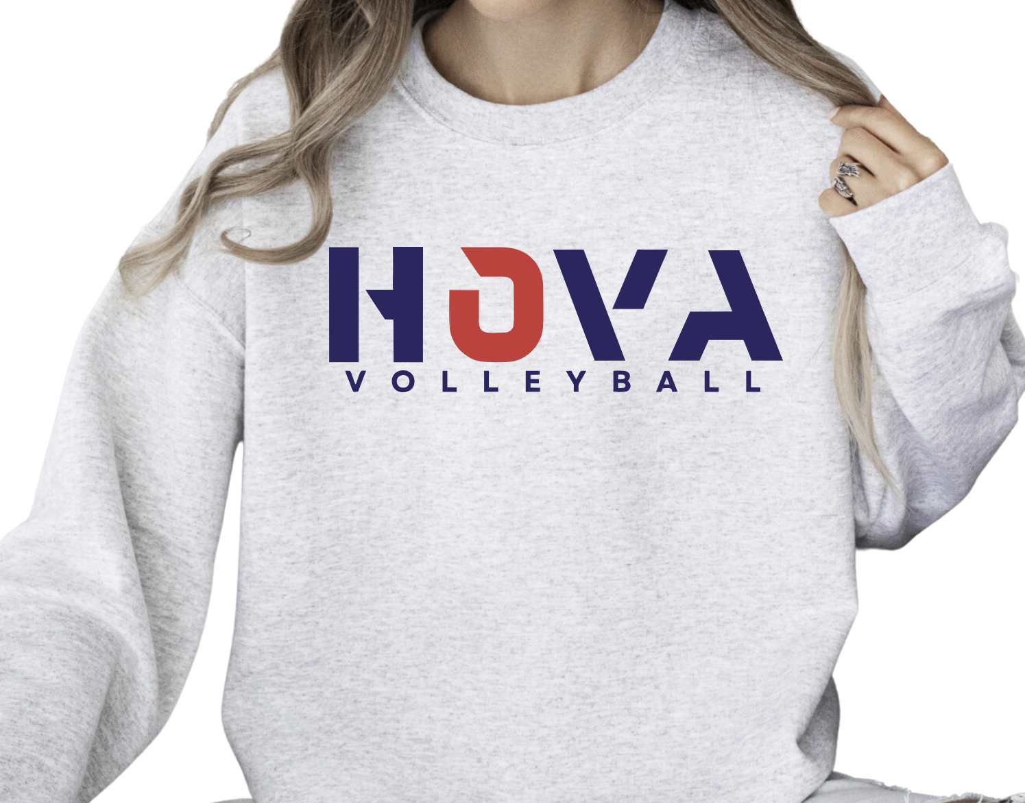 1- Hova Volleyball Ash Crew Sweatshirt (Unisex) (Youth & Adult)