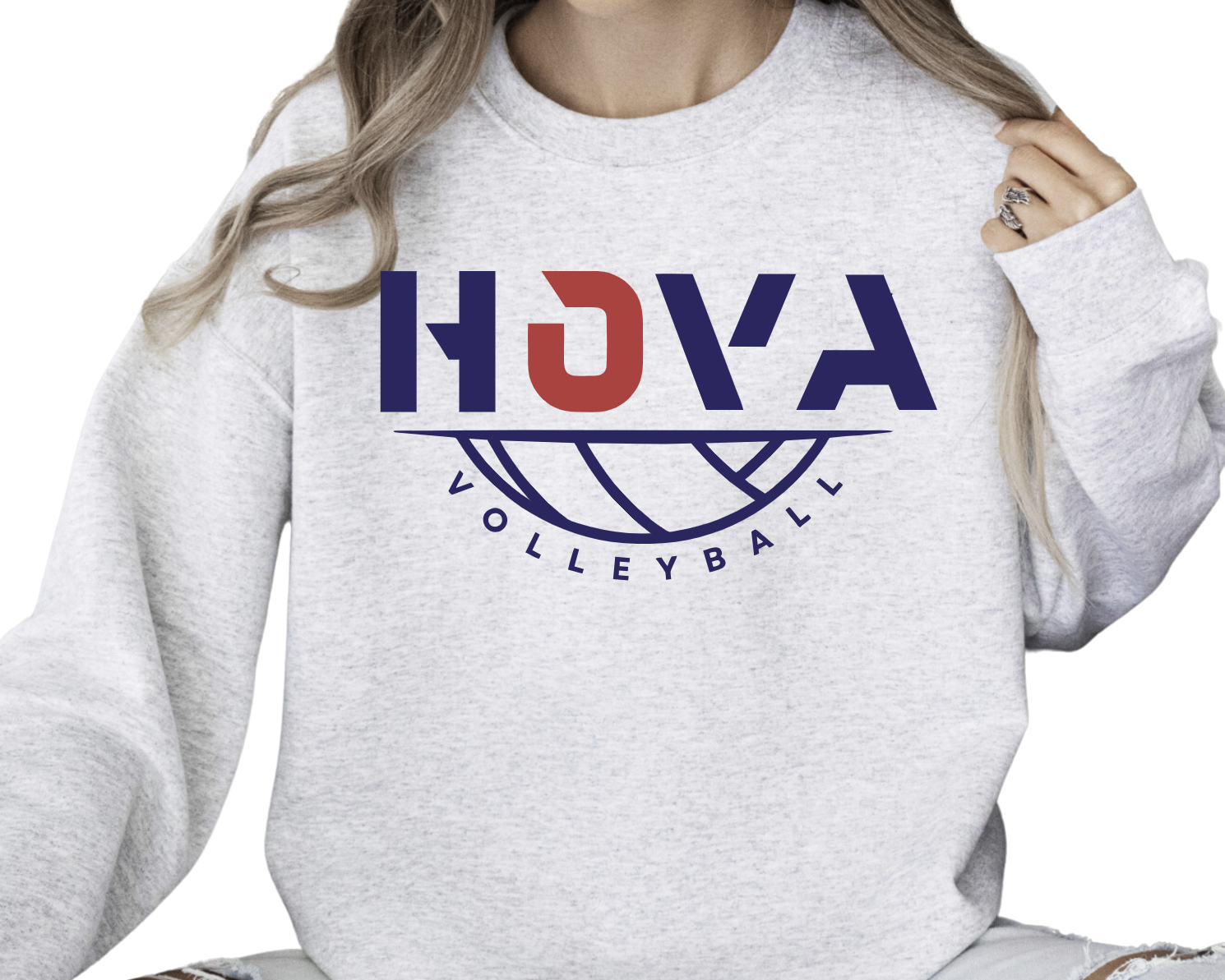 2- Hova Volleyball Ash Crew Sweatshirt (Unisex) (Youth & Adult)