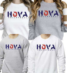 1- HOVA Volleyball Heather Grey & White Crew Sweatshirt (Unisex) (Youth & Adult)